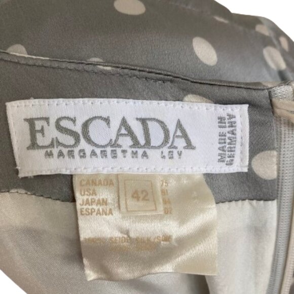 Escada by Margaretha Ley Dress Vintage Silk Midi Faux Wrap Polka Dots sz 42 - Picture 5 of 14